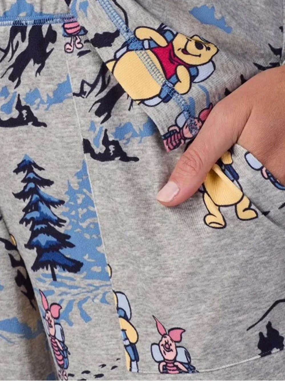 Disney Winnie the Pooh Pajama Set Adult M Cozy Mountain Print Lounge Set - Picture 7 of 8